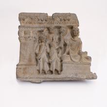 <a href="https://spencerartapps.ku.edu/collection-search#/object/9056" target="_blank"><i>Buddha and Disciples</i> by Gandhara (present-day Afghanistan and Pakistan)</a>