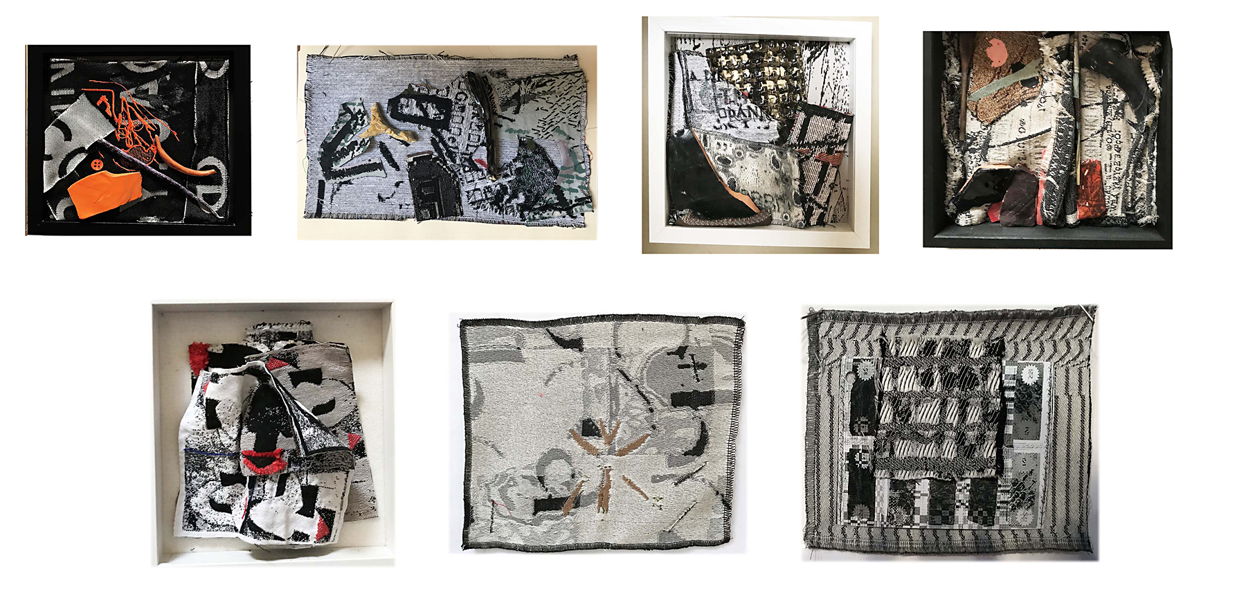 mixed media textile collages with weavings