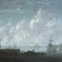 <a href="https://spencerartapps.ku.edu/collection-search#/object/12417" target="_blank"><i>Seacoast with Ships</i> by Pierre-Jacques Volaire</a>