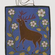 <a href="https://spencerartapps.ku.edu/collection-search#/object/32635" target="_blank"><i>beaded bag with elk design</i> by Flathead peoples</a>