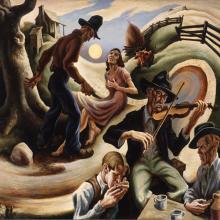 <a href="https://spencerartapps.ku.edu/collection-search#/object/9953" target="_blank"><i>The Ballad of the Jealous Lover of Lone Green Valley</i> by Thomas Hart Benton</a>