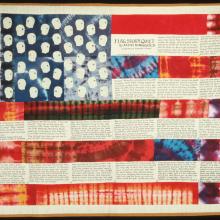 <a href="https://spencerartapps.ku.edu/collection-search#/object/17289" target="_blank"><i>Flag Story Quilt</i> by Faith Ringgold</a>