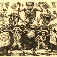 <a href="https://spencerartapps.ku.edu/collection-search#/object/17883" target="_blank"><i>Rebumbio de Calaveras (Skeletons in a Hubbub)</i> by José Guadalupe Posada</a>