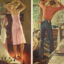 <a href="https://spencerartapps.ku.edu/collection-search#/object/9049" target="_blank"><i>Getting Ready for a Date</i> by Norman Rockwell</a>