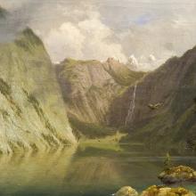 <a href='https://spencerartapps.ku.edu/collection-search#/object/30019' target='_blank'><i>A Western Landscape</i> by Albert Bierstadt</a>